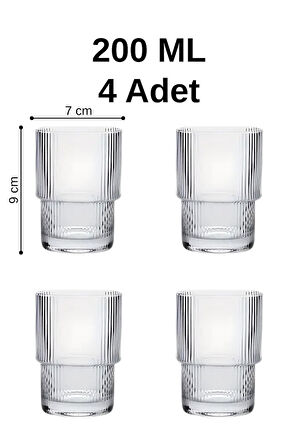 Mithra Life 4 Adet 200 ML Origami Stil Isıya Dayanıklı Su Meşrubat Kahve Cam Bardak MIT1198