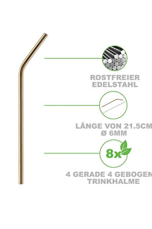 Mithra Life 2 Adet Metal Paslanmaz Gold Pipet ve Temizleme Fırçası MIT1217