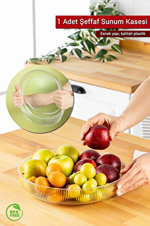Mithra Life Şeffaf Esnek Kırılmaz Plastik Meyve Sebze Salata Sunum Geniş Çanak Kasesi MIT1224