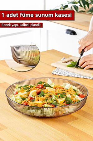 Mithra Life Füme Esnek Kırılmaz Plastik Meyve Sebze Salata Sunum Geniş Çanak Kasesi MIT1225