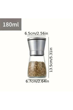 Mithra Life 2 li Set Metal Krom Kapaklı Cam Tuz Karabiber Değirmeni Tuzluk Biberlik MIT1244