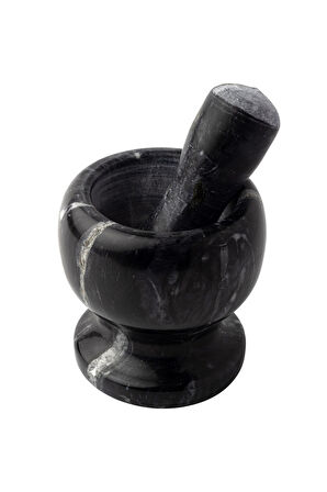 Mithra Life Lüks Doğal Desenli Ayaklı Siyah Mermer Oyma Havan ve Tokmak MIT1246