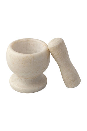 Mithra Life Lüks Doğal Desenli Ayaklı Beyaz Mermer Oyma Havan ve Tokmak MIT1247