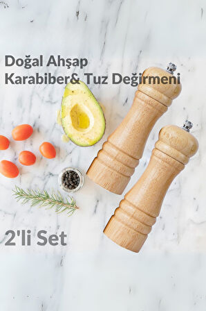 Mithra Life 2 li Büyük Boy Bambu Gövdeli Ahşap Tuz ve Karabiber Değirmeni Öğütücü MIT1249