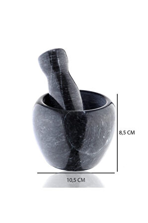 Mithra Life Lüks Doğal Desenli Koyu Gri Mermer Oyma Havan ve Tokmak MIT1251