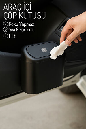 Mithra Life Kapaklı Taşınabilir Araç İçi Mini Çok Amaçlı Çöp Kutusu MIT1254