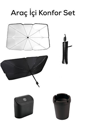 Mithra Life Araç İçi Konfor Set Güneşlik, Kapaklı Çöp Kutusu, Kokusuz Küllük MIT1255