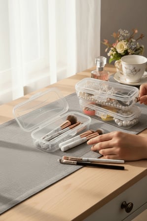 Mini Şeffaf 3 Adet Takı Toka Aksesuar Makyaj Seyahat Plastik Saklama Kutusu MIT1320