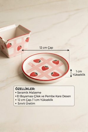 6 lı Seramik İnce Kahvaltılık Sosluk Reçellik Sunumluk Kase Seti Çilek Serisi MIT1332