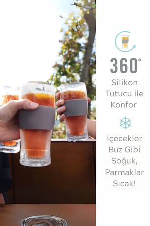 Çift Cidarlı 470 ml Dondurulabilir Soğuk İçim Meşrubat Bira Kokteyl Buzluk Bardak MIT1345