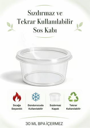 50 Adet 30 ML Sızdırmaz Mini Saklama Kabı Sosluk Buzluk Kabı MIT1361