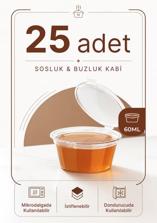 25 Adet 60 ML Sızdırmaz Mini Saklama Kabı Sosluk Buzluk Kabı MIT1364