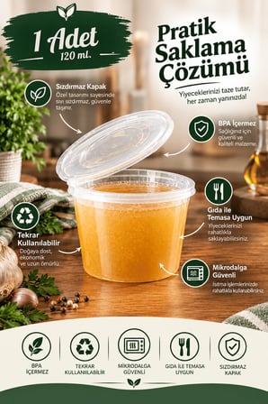 120 ML Sızdırmaz Mini Saklama Kabı Sosluk Buzluk Kabı MIT1367