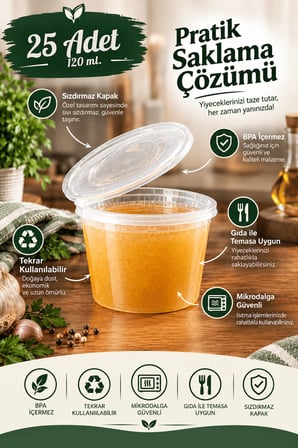 25 Adet 120 ML Sızdırmaz Mini Saklama Kabı Sosluk Buzluk Kabı MIT1368
