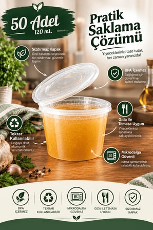 50 Adet 120 ML Sızdırmaz Mini Saklama Kabı Sosluk Buzluk Kabı MIT1369