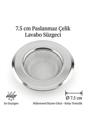 Küçük Boy Paslanmaz Çelik Lavabo Süzgeci 7,5 cm MIT1371