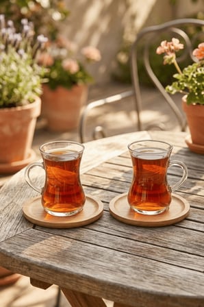 6 lı Bambu Yuvarlak Çay Tabağı Bardak Altlığı Takımı Seti MIT1374