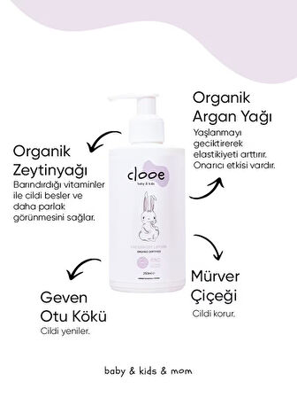 Clooe Organik Bebek Losyonu - 2’li Fırsat Paketi (Argan Yağı & Zeytinyağı, Yenidoğan için Uygun)