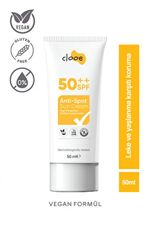 Vegan Glutensiz Leke Karşıtı 50 Spf Güneş Kremi (50ML) Clooe