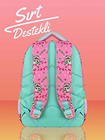 Waddell Lisanslı Çin Kedi Temalı, Sırt Destekli, Beslenme Çantalı, İlkokul Çantası (25301)