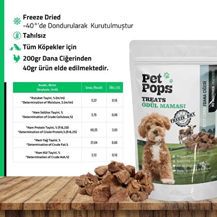 Köpekler için %100 Doğal Dondurularak Kurutulmuş Dana Ciğeri Mama - 40gr