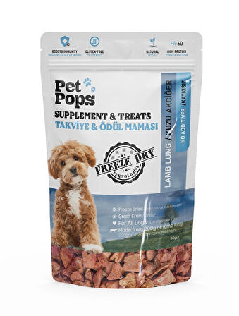 Köpekler için %100 Doğal Dondurularak Kurutulmuş Kuzu Ciğer Mama - 40gr