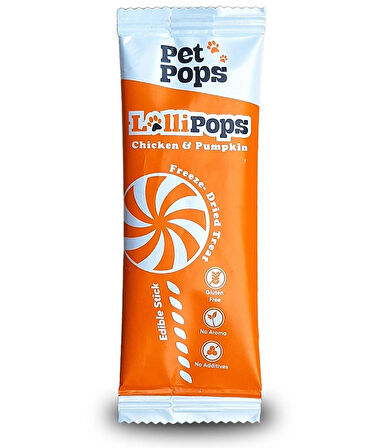 - Kedi ve Köpekler için LoliPop Ödülü - %100 doğal ve yenilebilir çubuklu  10 adet / Bal Kabaklı