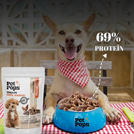 Kedi ve Köpekler için %100 doğal Aç-Bitir Mama - Dondurularak Kurutulmuş 10 gr Tavuk Yürek