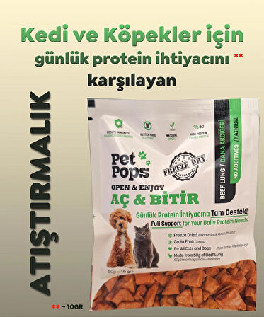 Kedi ve Köpekler için %100 doğal Aç-Bitir Mama - Dondurularak Kurutulmuş 10 gr Dana Cigeri