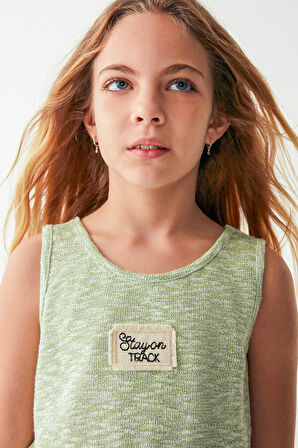 U Yakalı Askılı Kollu Lastik Belli Kız Çocuk Bluz 8-14 Yaş 36303