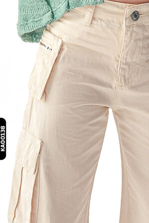 Kargo Cepli Kemerli Geniş Paçalı Kız çocuk pantolon 8-14 Yaş 56701