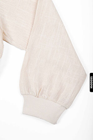 Sivri Yakalı Düğmeli Lastik Belli Büzgü Kollu Kız Çocuk Ceket 4-8 Yaş 36514