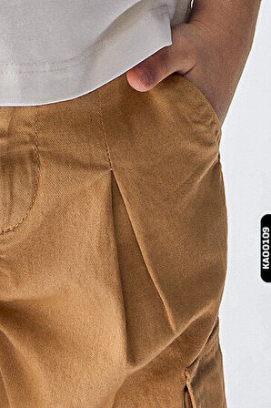 Yüksek Belli Kargo Cepli Lastik Paçalı Kız Çocuk Pantolon 4-8 Yaş 56704