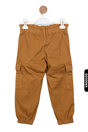 Yüksek Belli Kargo Cepli Lastik Paçalı Kız Çocuk Pantolon 4-8 Yaş 56704