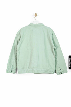 Düğmeli Polo Yakalı Kargo Cepli Örmeli Oversize Erkek Çocuk Ceket 5-14 Yaş 24220