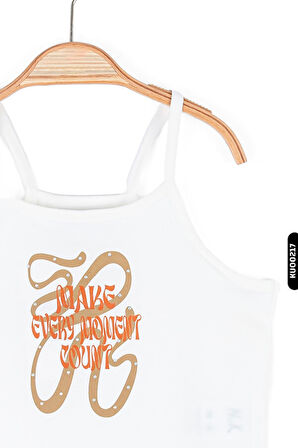 Aplikeli Askıllı Kollu Kısa Boylu Kız Çocuk Atlet Ve Askılı Bluz 8-14 Yaş 36429