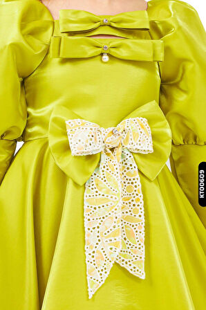 Bohçalı Balon Kollu 2li Kız Çocuk Elbise 6-14 Yaş 6567