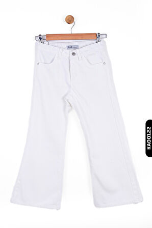 Geniş Paçalı Kemerli Yarım Fermuarlı Kız Çocuk Pantolon 8-14 Yaş 55706