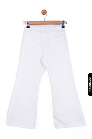 Geniş Paçalı Kemerli Yarım Fermuarlı Kız Çocuk Pantolon 8-14 Yaş 55706