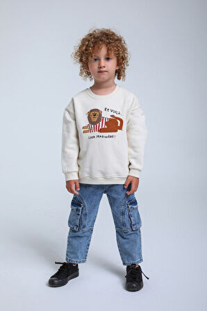 Krago Cepli Düz Renkli Düğmeli Kot Erkek Çocuk Pantolon 1-4 Yaş 24023