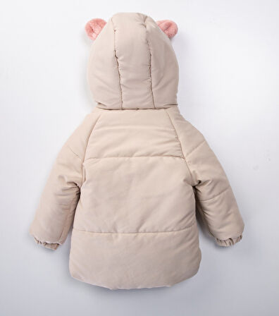 Su Ve Rüzgar Geçiemez Kapüşonlu Şişme Peluş Kışlık Kız Çocuk Mont 2-6 Yaş 50327