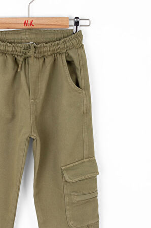 Kargo Cepli Beli Lastikli Kuşakl Lastikli Paçaı Erkek Çocuk Pantolon 8-14 Yaş 67701