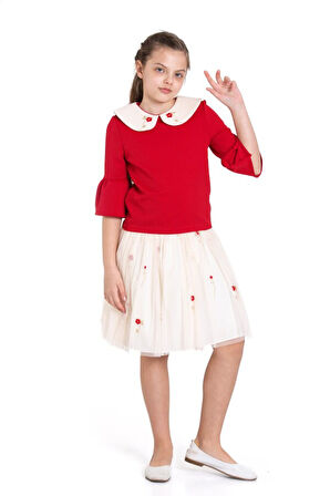 Kız Çocuk Kısa Kol Elbise 3-12 Yaş 3955-1