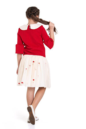 Kız Çocuk Kısa Kol Elbise 3-12 Yaş 3955-1