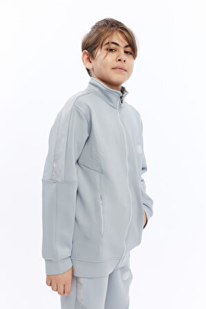 Bağcıklı Yarım Balıkçı Yakalı Çift Cepli Fermuarlı Erkek Çocuk Eşofman Takım 5-14 Yaş 5016