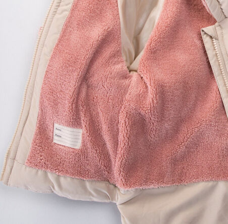 Su Ve Rüzgar Geçiemez Kapüşonlu Şişme Peluş Kışlık Kız Çocuk Mont 2-6 Yaş 50327