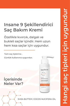 Şekillendirici, Bukle Belirginleştirici Saç Bakım Ve Onarım Kremi (INSANE 9)(VALİZ-SEYAHAT BOY)100ml