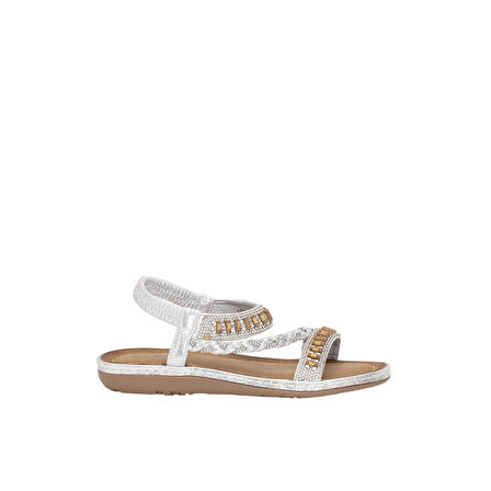 Kadın Taşlı Düz Sandalet 25y152-1