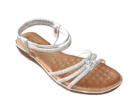Guja 25y174 Kadın Taşlı Düz Taban Abiye Sandalet Gümüş
