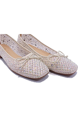 GUJA 25Y179 KADIN TAŞLI TÜL BABET AYAKKABI BEJ